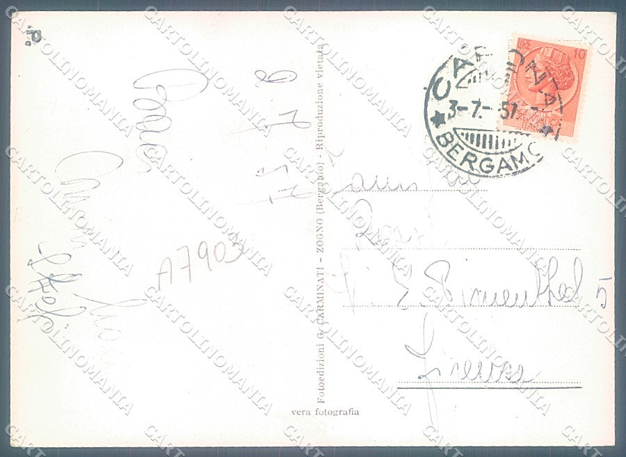 Bergamo Carona Val Brembana Foto FG cartolina JK2934 – retro