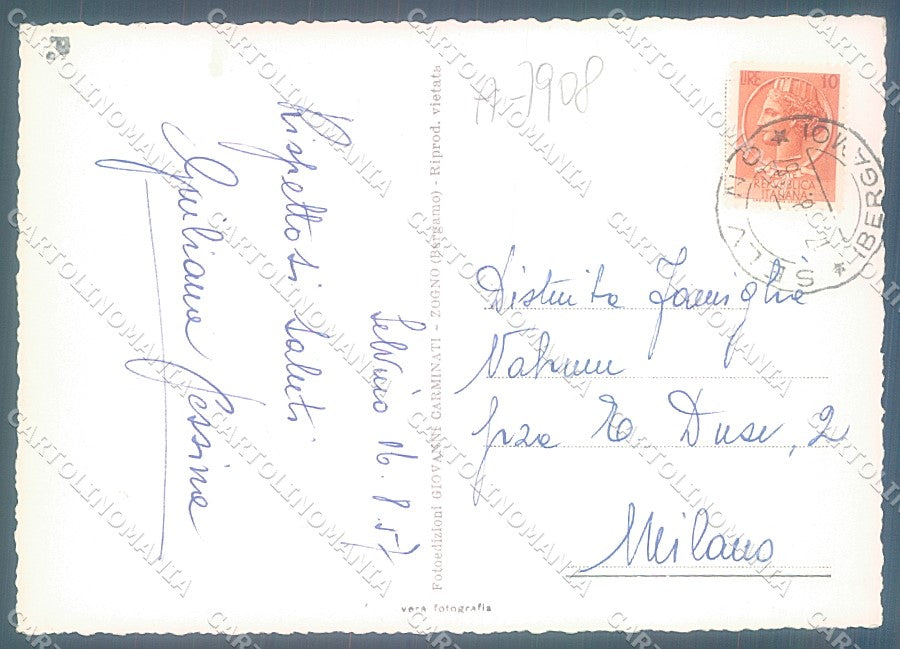 Bergamo Selvino Foto FG cartolina JK2936 – retro