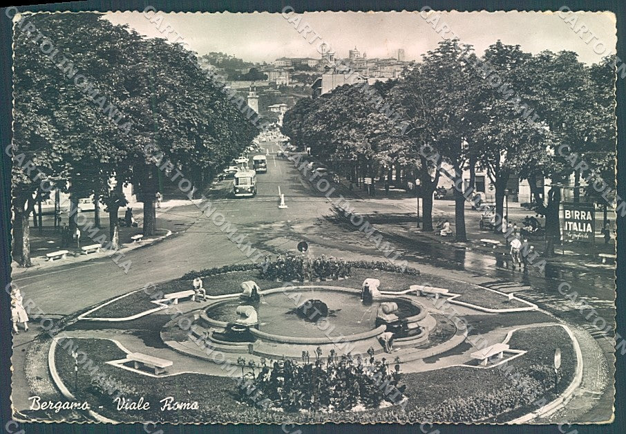 Bergamo Città Viale Roma PIEGHE Foto FG cartolina JK2940 – fronte