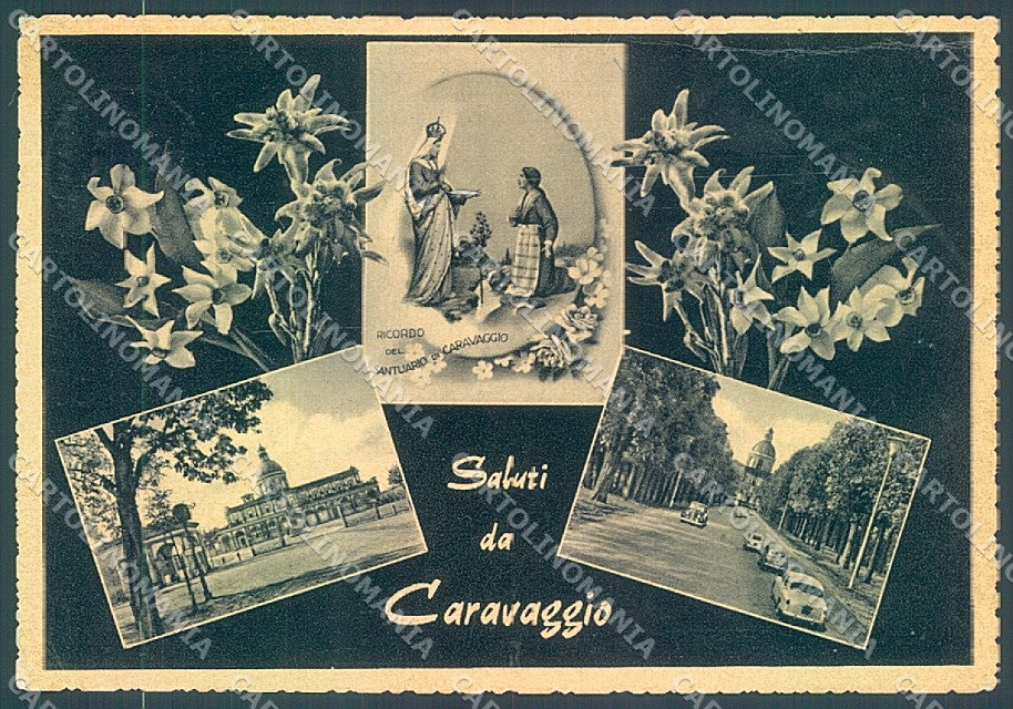 Bergamo Caravaggio Santuario Edelweiss saluti da FG cartolina JK2947 – fronte