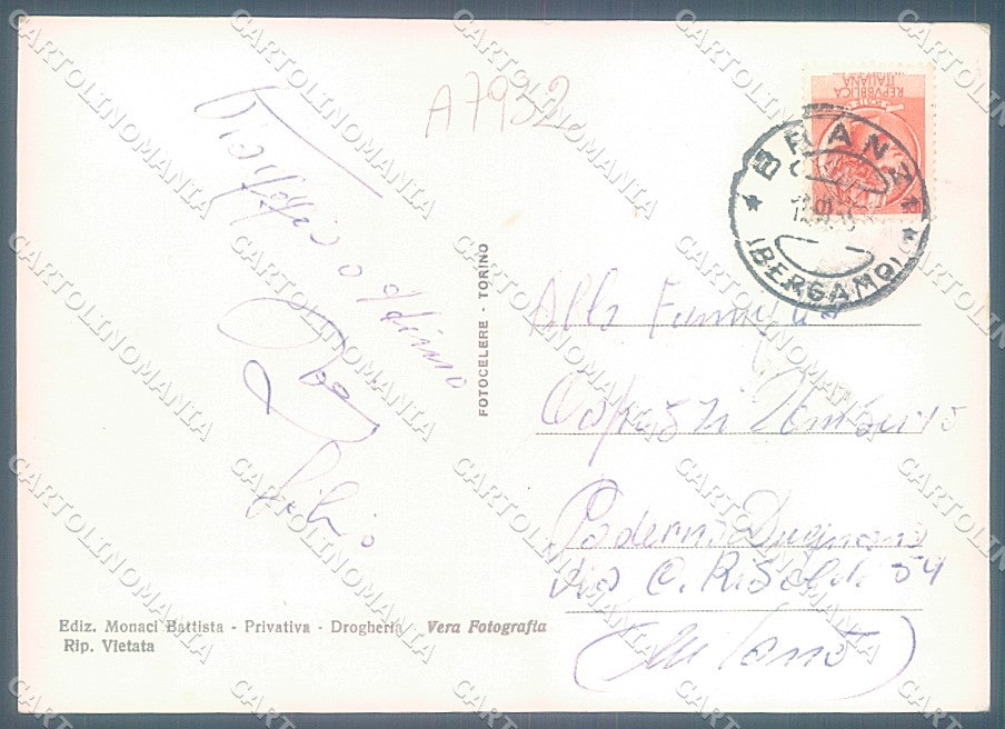 Bergamo Branzi saluti da Foto FG cartolina JK2948 – retro