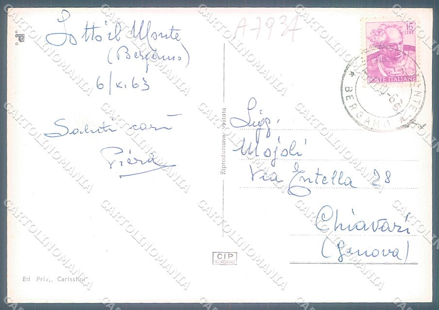 Bergamo Sotto il Monte Chiesa Foto FG cartolina JK2951 – retro