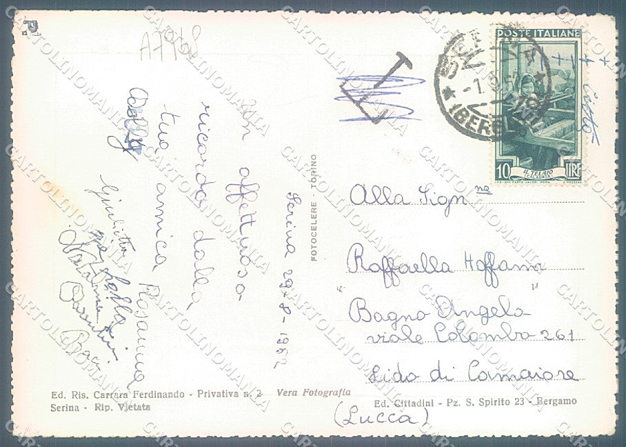 Bergamo Serina Foto FG cartolina JK2956 – retro