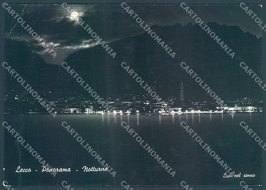 Lecco Città Notturno Lago PIEGA ANGOLO Foto FG cartolina JK2960 – fronte