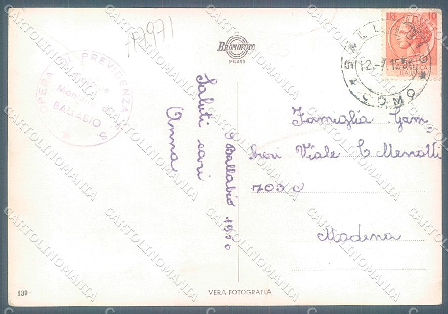 Lecco Città Lungolago PIEGHINA Foto FG cartolina JK2969 – retro