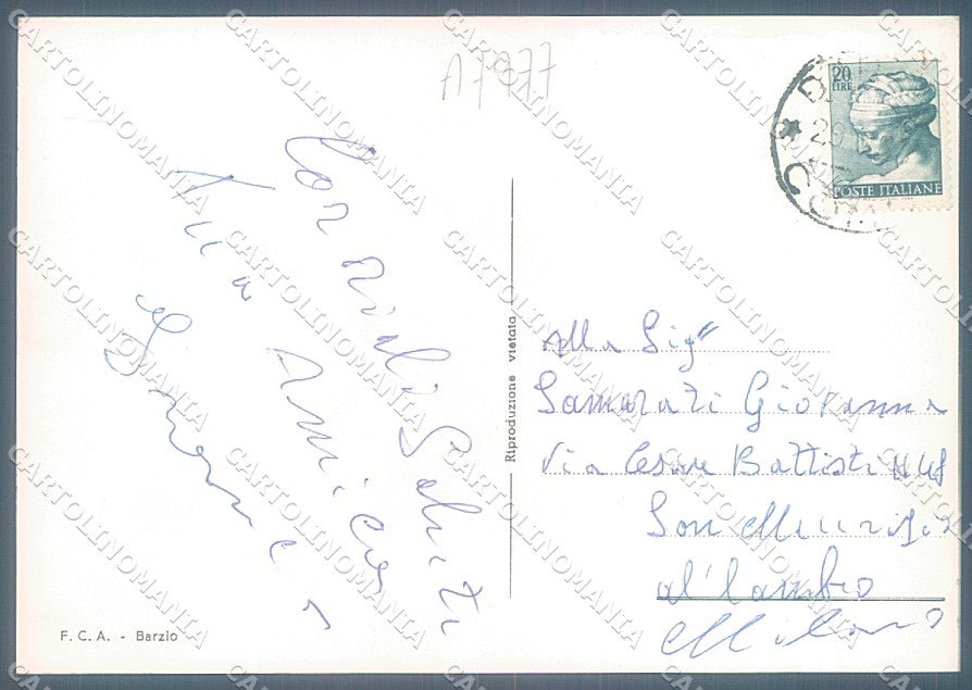 Lecco Piani di Bobbio Pascolo Funivia saluti da Foto FG cartolina JK2972 – retro