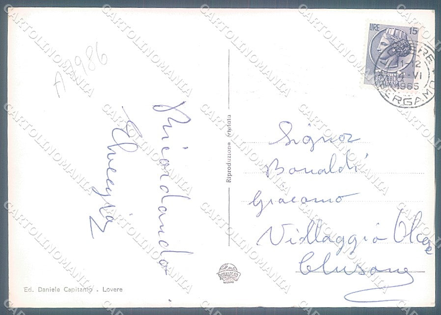 Lecco Lovere saluti da Foto FG cartolina JK2977 – retro