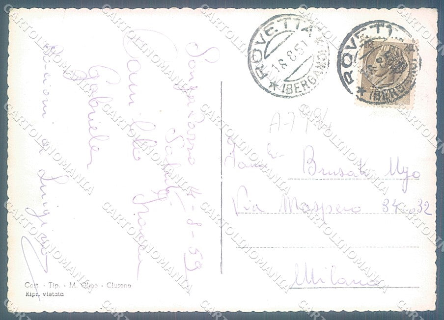 Bergamo Songavazzo Foto FG cartolina JK2983 – retro
