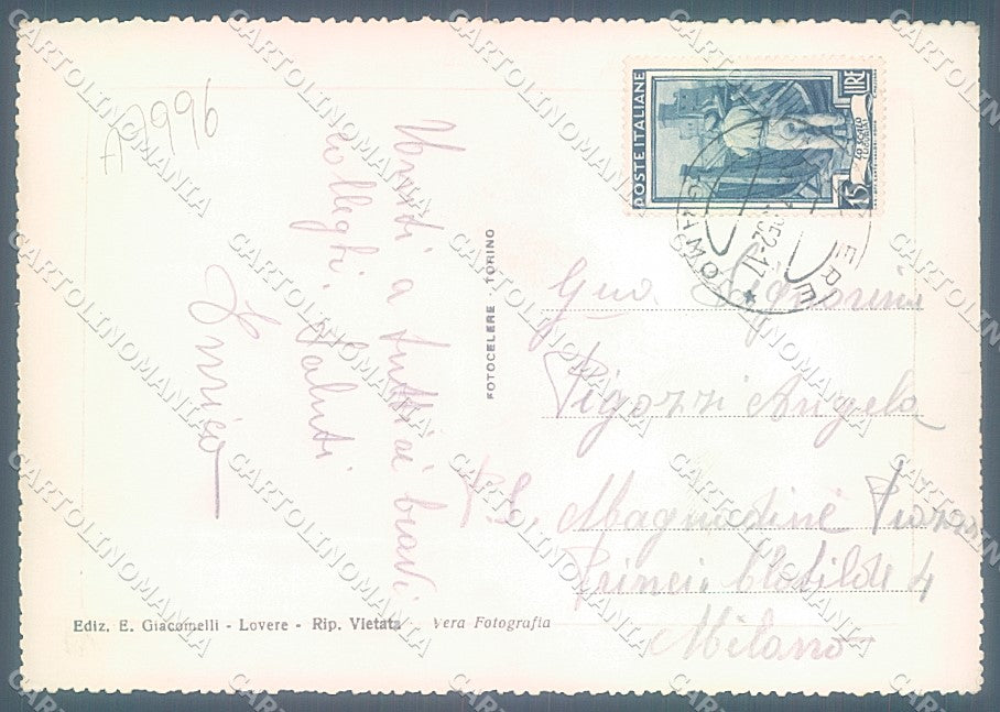 Lecco Lovere Lago d'Iseo Foto FG cartolina JK2984 – retro