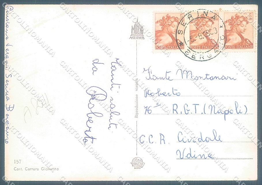 Bergamo Serina Foto FG cartolina JK2991 – retro