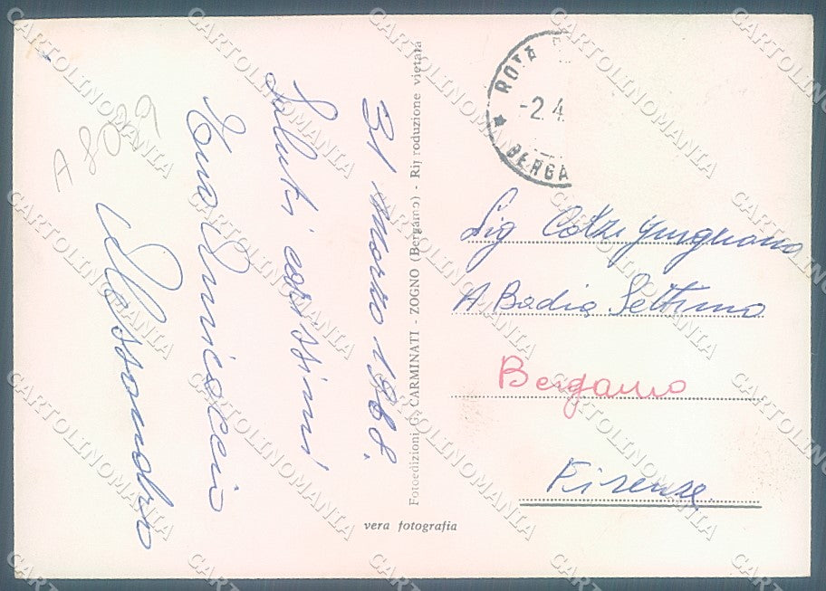 Bergamo Rota Imagna Albergo Alpino Foto FG cartolina JK3007 – retro