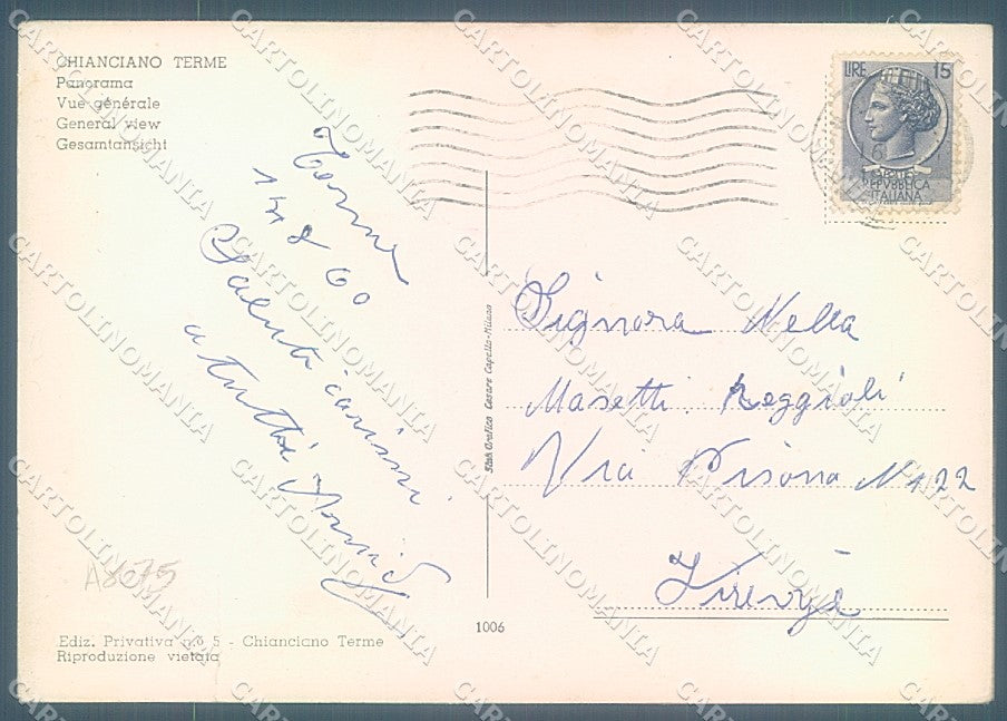 Siena Chianciano Terme FG cartolina JK3023 – retro