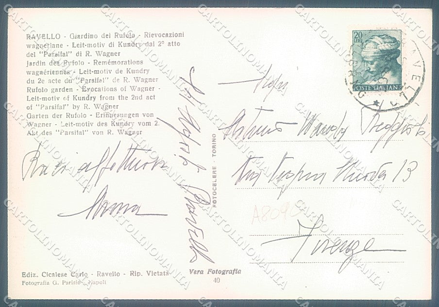 Salerno Ravello Orchestra Rievocazione Wagner Foto FG cartolina JK3031 – retro