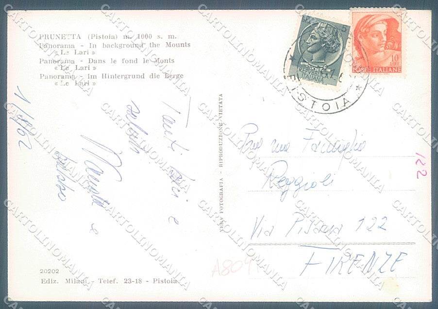 Pistoia Prunetta Foto FG cartolina JK3032 – retro