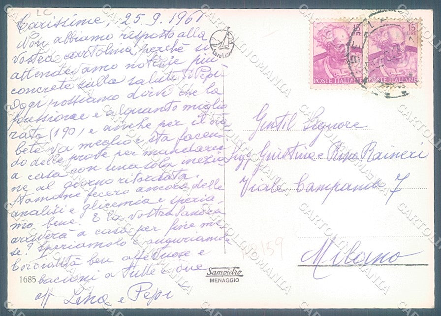 Lecco Bellano Lago di Como Ospedale Umberto I Foto FG cartolina JK3063 – retro