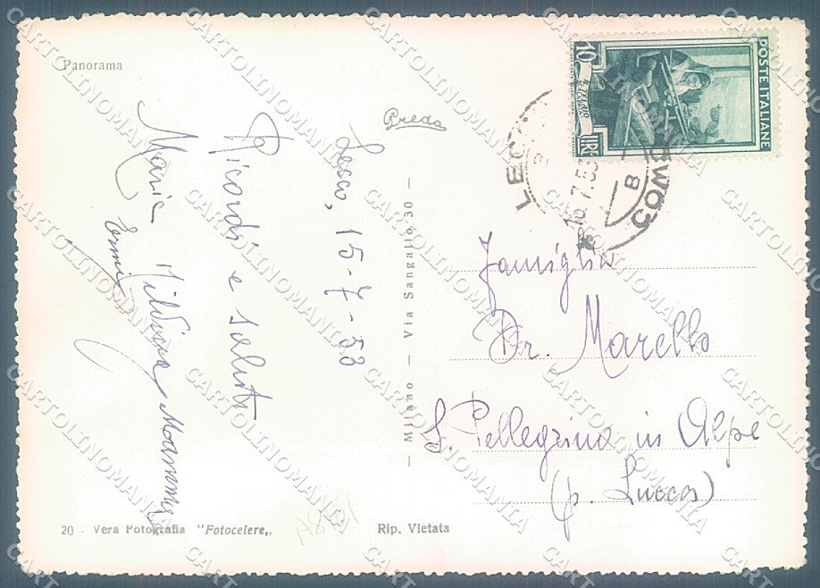 Lecco Città Lago PIEGHINA ANGOLO Foto FG cartolina JK3065 – retro
