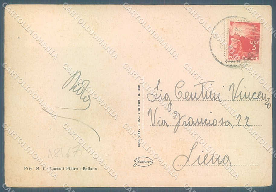 Lecco Bellano Lago PIEGHINA ANGOLO FG cartolina JK3070 – retro