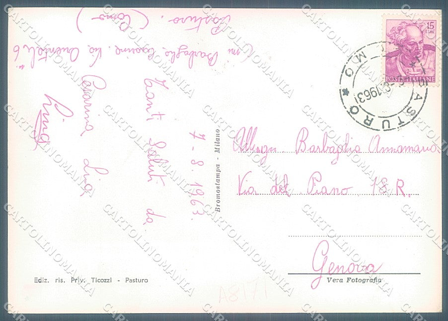 Lecco Pasturo saluti da Foto FG cartolina JK3072 – retro