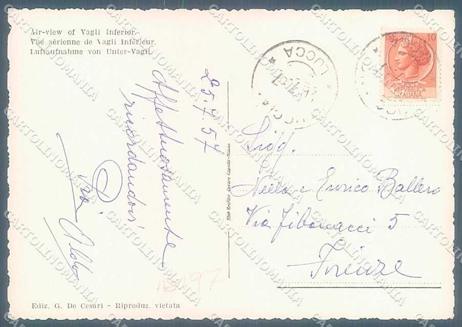 Lucca Vagli Sotto Veduta Aerea Foto FG cartolina JK3080 – retro