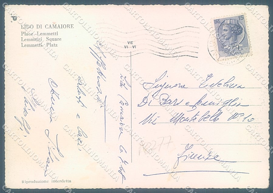 Lucca Lido di Camaiore Piazza Lemmetti FG cartolina JK3108 – retro