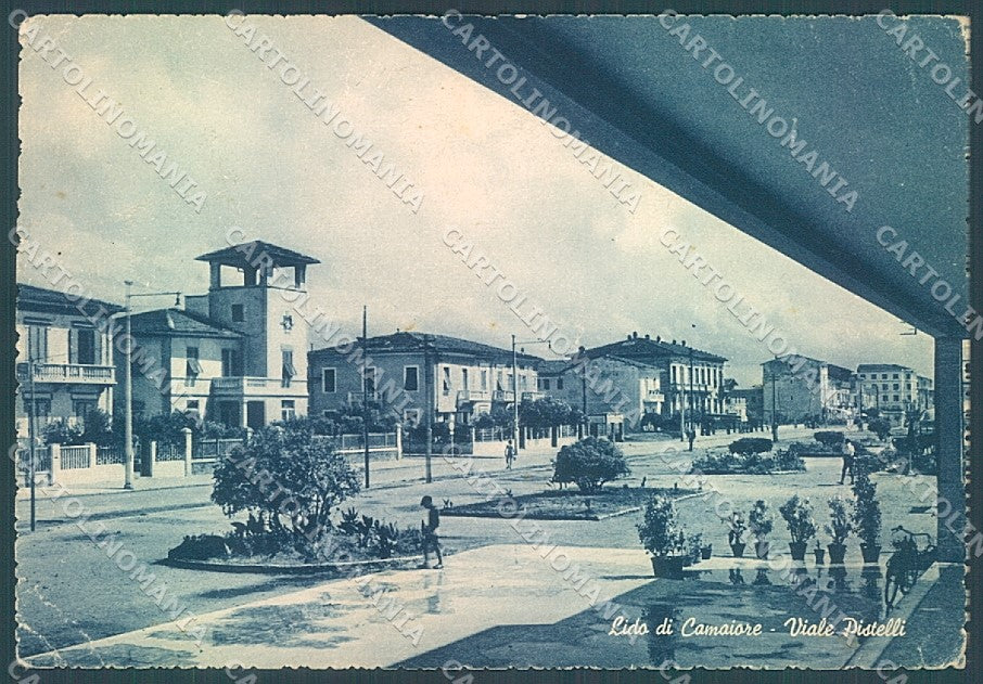 Lucca Lido di Camaiore Viale Pistelli PIEGHINE FG cartolina JK3109 – fronte