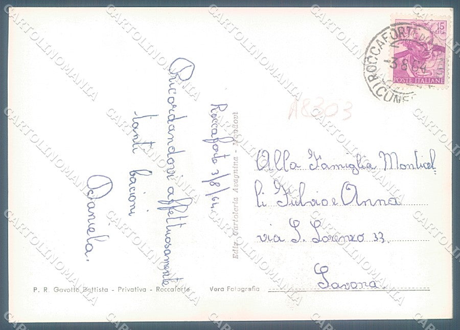 Cuneo Roccaforte Mondovì Foto FG cartolina JK3120 – retro
