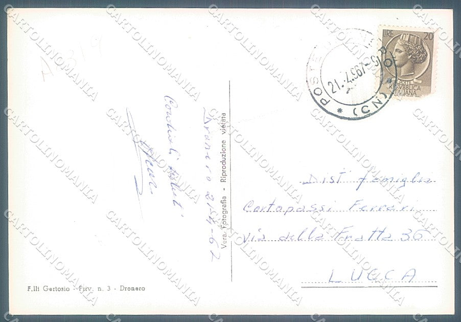 Cuneo Dronero PIEGA ANGOLO Foto FG cartolina JK3128 – retro