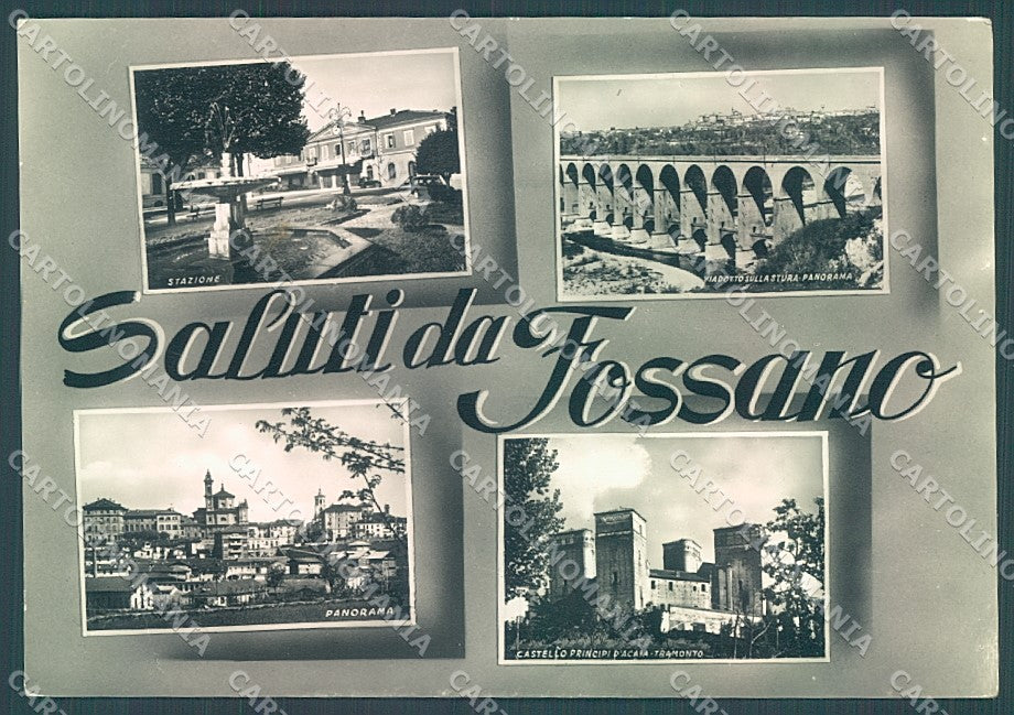Cuneo Fossano Castello Viadotto saluti da PIEGA Foto FG cartolina JK3136 – fronte