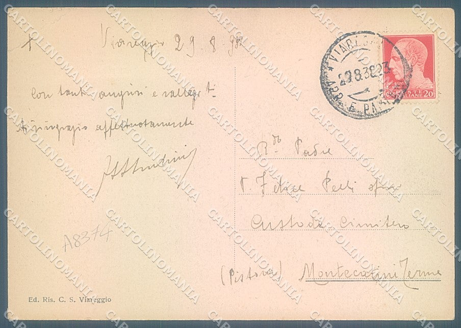 Lucca Viareggio Spiaggia PIEGA ANGOLO FG cartolina JK3164 – retro