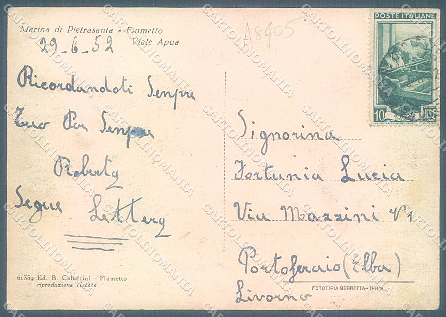 Lucca Marina di Pietrasanta Hotel Versiliana FG cartolina JK3175 – retro