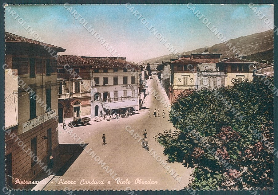 Lucca Pietrasanta Piazza Carducci PIEGA ANGOLO Foto FG cartolina JK3192 – fronte