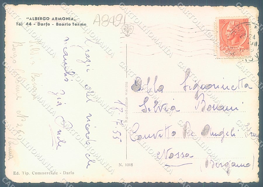Brescia Boario Terme Albergo Armonia Foto FG cartolina JK3213 – retro