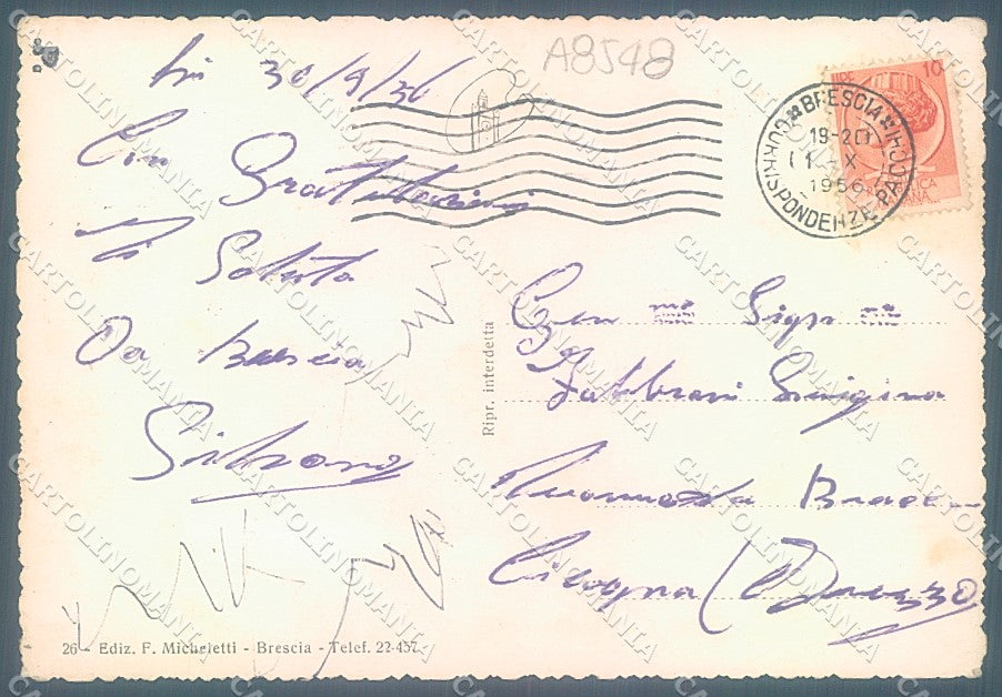 Brescia Città Castello Torre del Popolo saluti da Foto FG cartolina JK3235 – retro