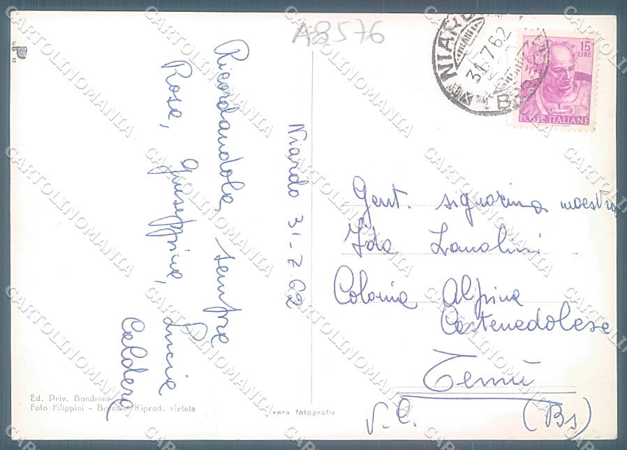 Brescia Niardo Valle Camonica Foto FG cartolina JK3247 – retro
