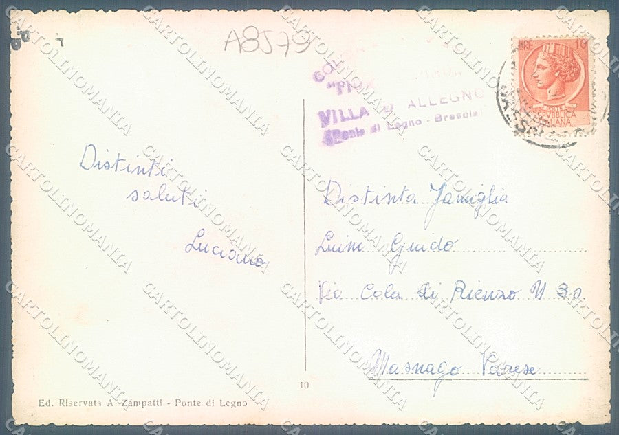 Brescia Ponte di Legno Foto FG cartolina JK3250 – retro