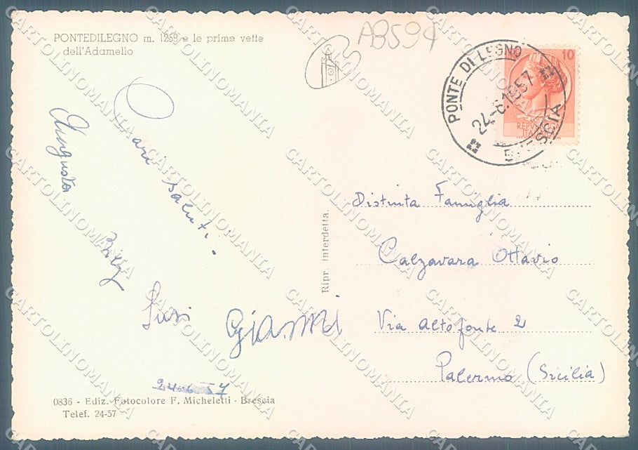 Brescia Ponte di Legno Foto FG cartolina JK3258 – retro