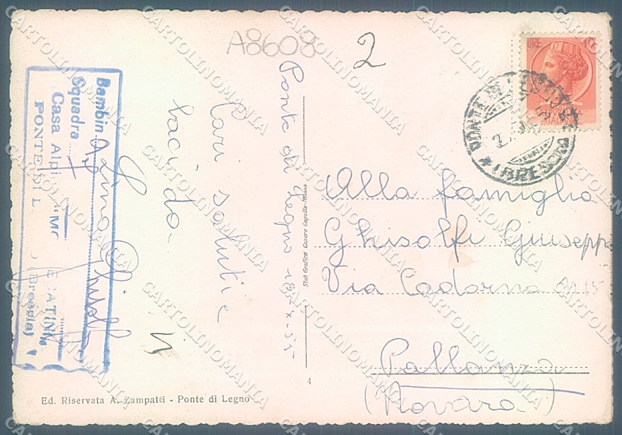 Brescia Ponte di Legno FG cartolina JK3265 – retro
