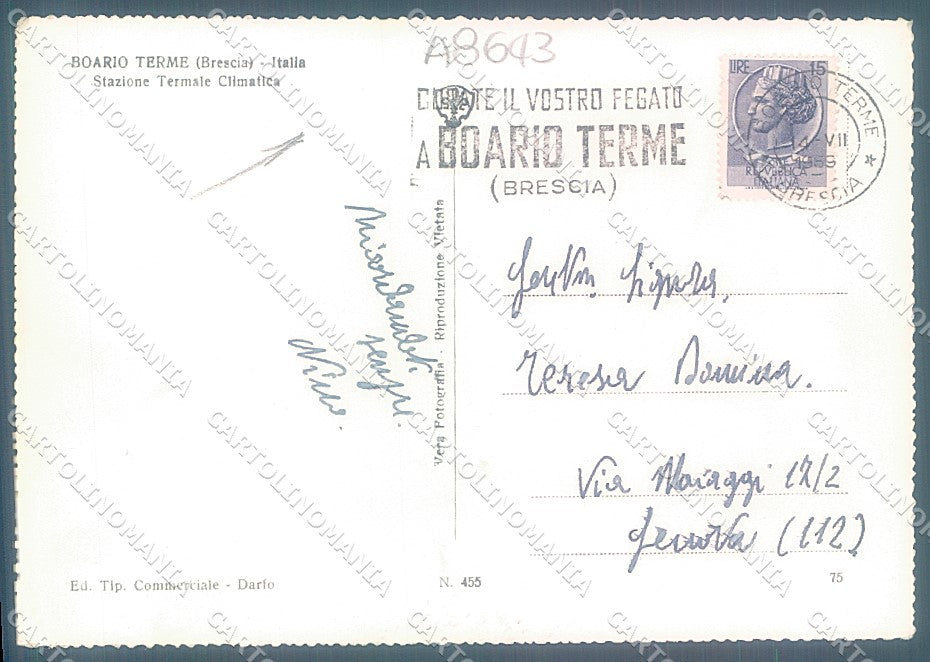 Brescia Boario Terme Albergo Foto FG cartolina JK3277 – retro