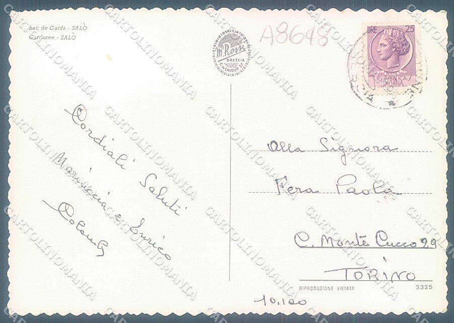 Brescia Salò Lago Garda Battello Foto FG cartolina JK3279 – retro
