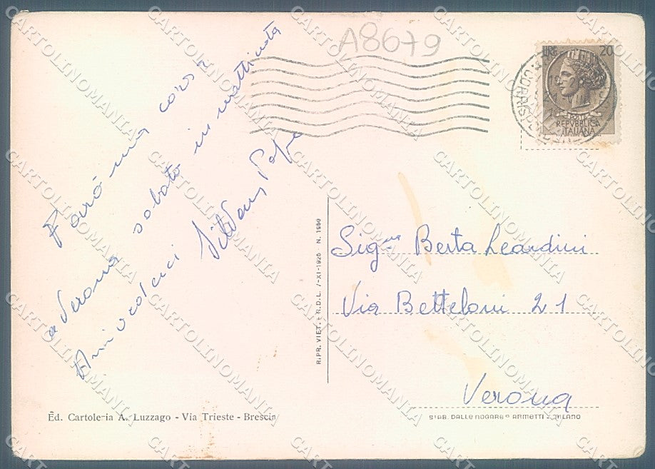 Brescia Città Castello Portale Ingresso FG cartolina JK3288 – retro