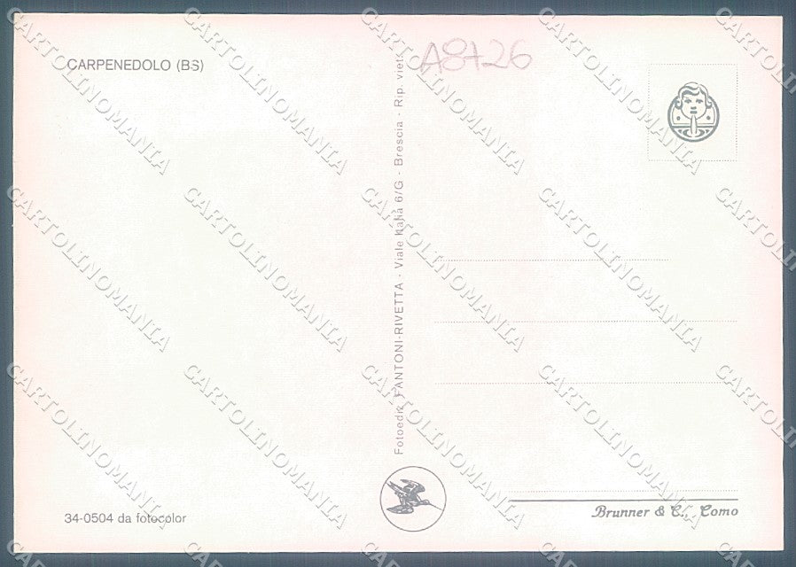 Brescia Carpendolo Chiesa Brunner FG cartolina JK3309 – retro