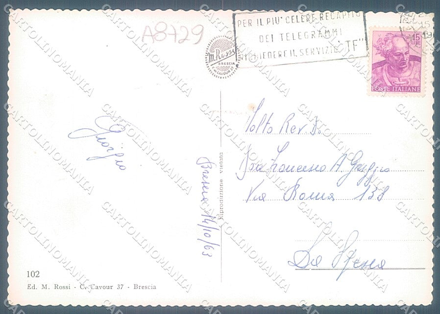 Brescia Città Castello saluti da Foto FG cartolina JK3311 – retro