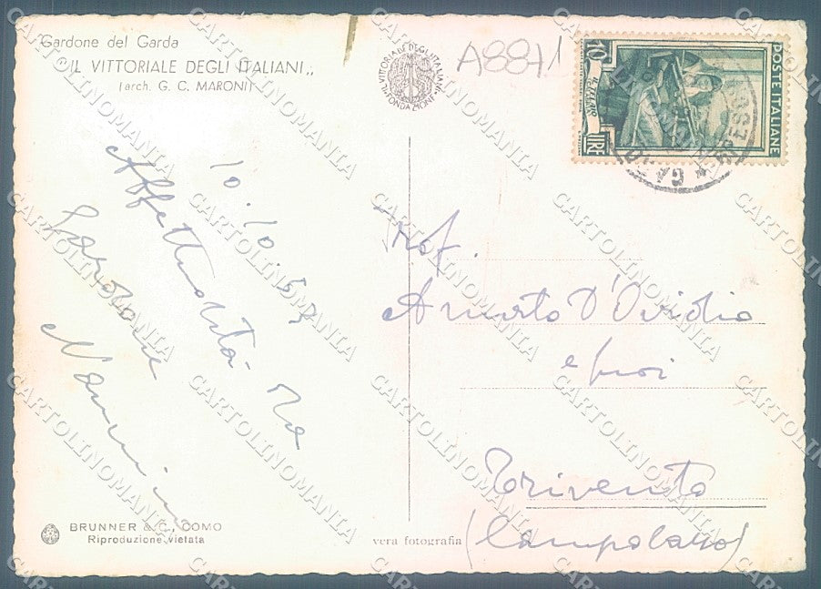 Brescia Gardone del Garda Vittoriale D'Annunzio Brunner Foto FG cartolina JK3384 – retro