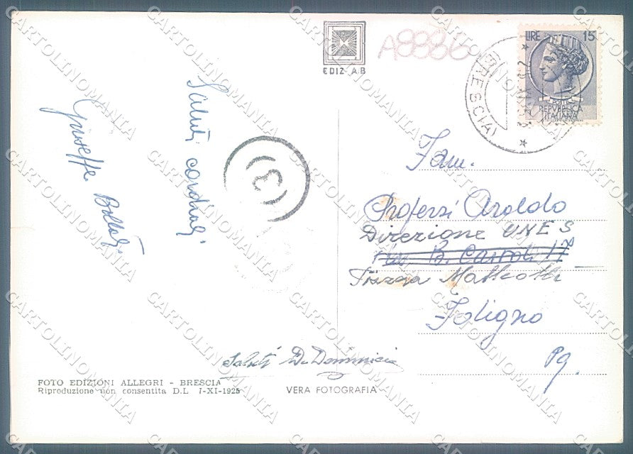 Brescia Sirmione Veduta Aerea PIEGA STRAPPINO Foto FG cartolina JK3394 – retro