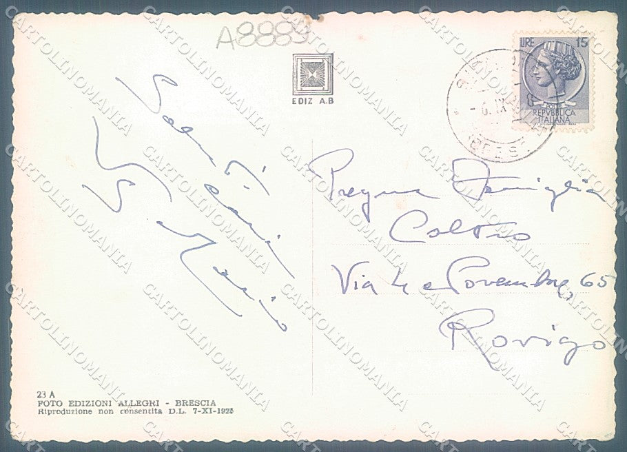 Brescia Sirmione Porto STRAPPINO PIEGA ANGOLO saluti da Foto FG cartolina JK3397 – retro