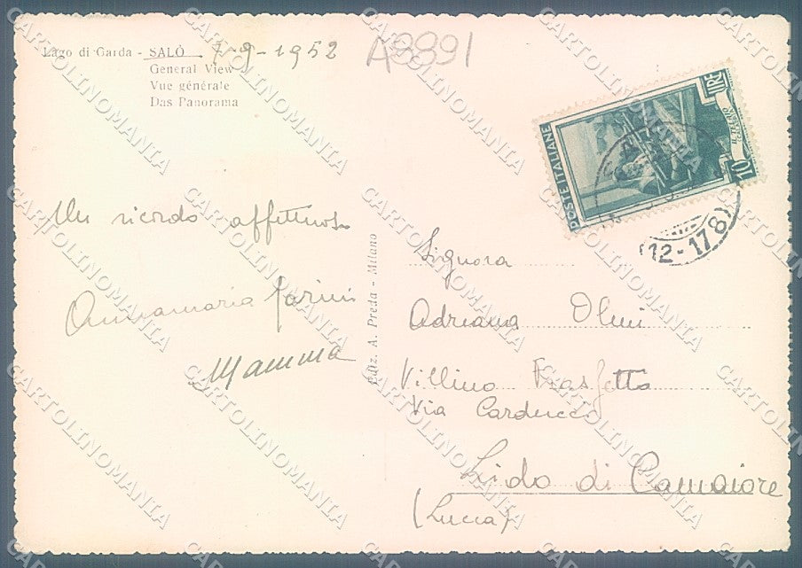 Brescia Salò Lago di Garda Foto FG cartolina JK3398 – retro