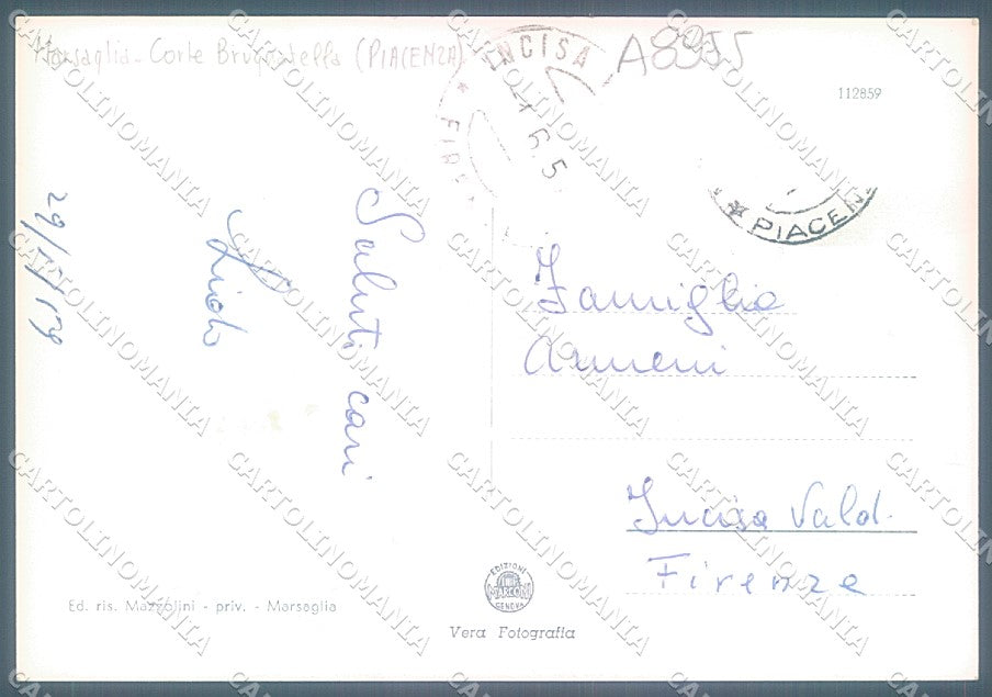 Piacenza Marsaglia Corte Brugnatella Foto FG cartolina JK3438 – retro