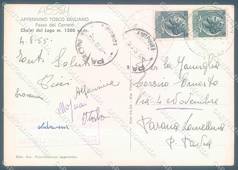 Reggio Emilia Ventasso Passo del Cerreto Chalet PIEGA Foto FG cartolina JK3449 – retro