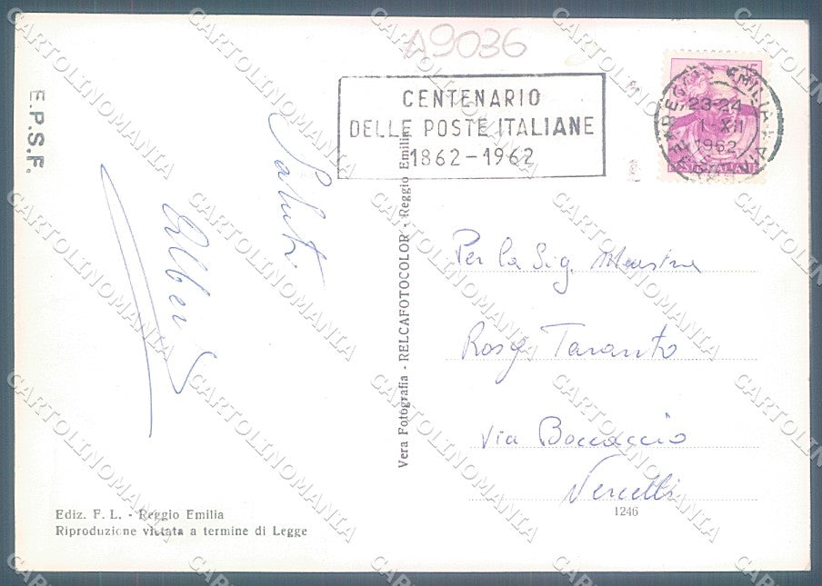 Reggio Emilia Città Teatro Piazza Libertà saluto da Foto FG cartolina JK3461 – retro