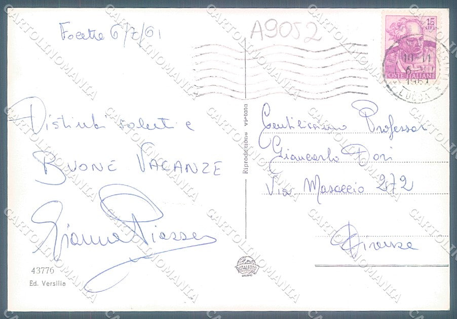 Lucca Pietrasanta Focette saluti da Foto FG cartolina JK3471 – retro